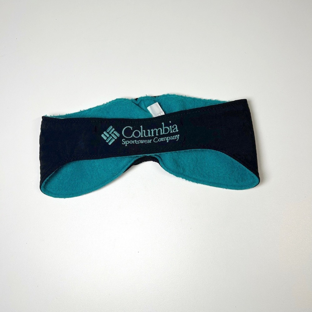 vintage retro fleece Columbia headband ear warmers teal black size small